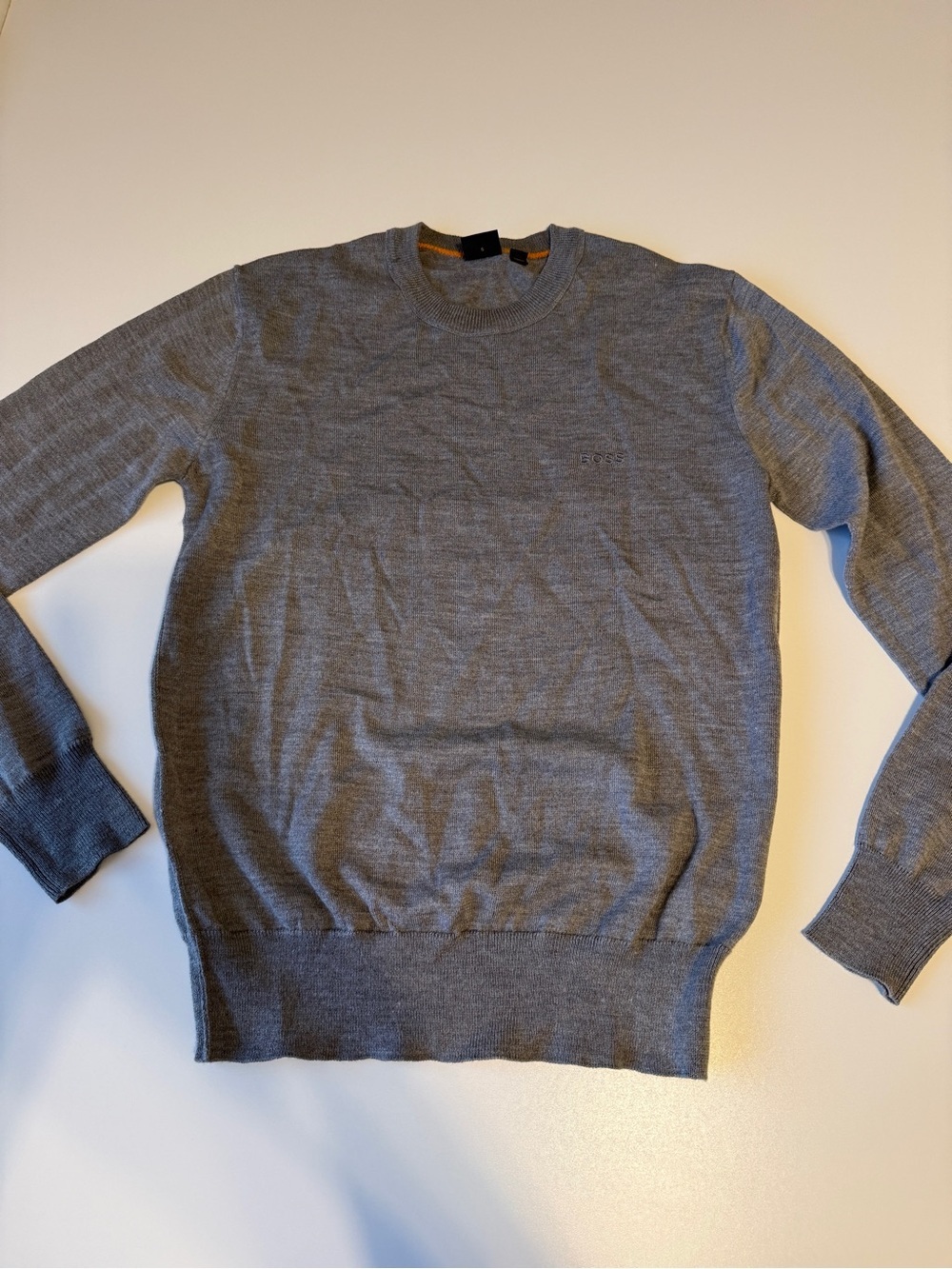 Men's Boss Gray Crewneck Wool Blend Small Sweater